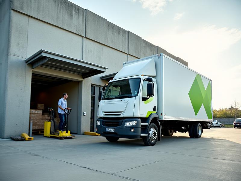 Box truck unloading logistics supplies at a retail facility