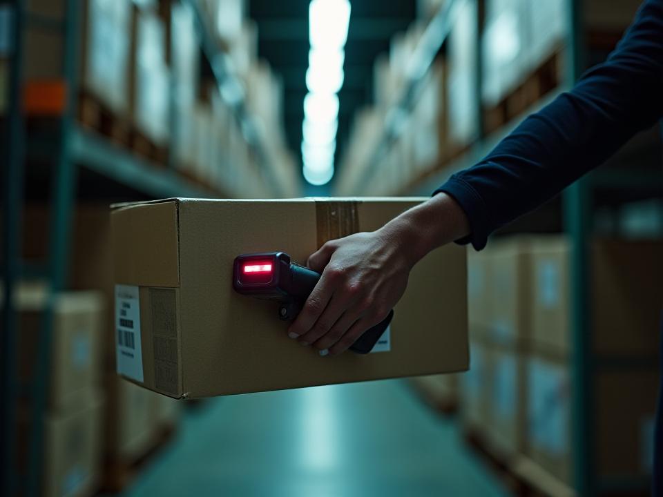 Logistics professional scanning a returned product barcode